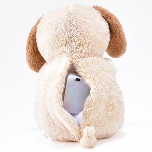 Kögler 45239 - Atmendes Einschlaf-Plüschtier Hund, ca. 26 cm groß, mit Atembewegungen und Leuchtfunktion auf Knopfdruck, mit Einschlafmusik für Babys und Kinder, batteriebetrieben
