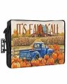 DecorLovee Outdoor TV Cover 80 to 85 Inches Weatherproof & Waterproof, Farmhouse Fall Outdoor TV Enclosure with Remote Control Pocket, Thanksgiving Pumpkins Truck Rustic TV Screen Protectors