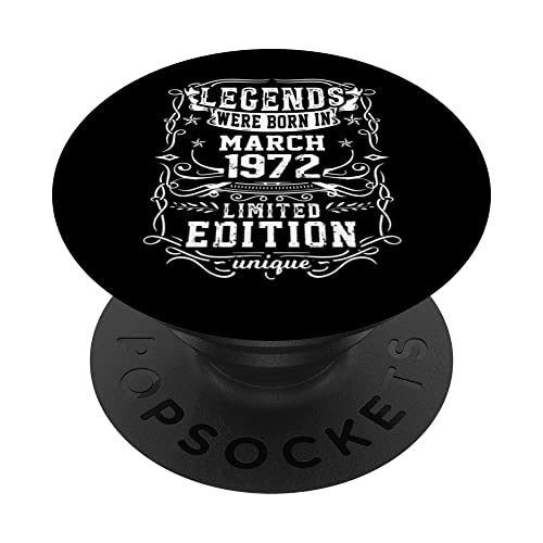 Cumpleaños Marzo 1972 Edición Limitada Regalo March 1972 PopSockets PopGrip Intercambiable