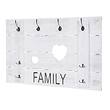 Mendler Wandgarderobe HWC-C89 Family, Garderobenpaneel Garderobe, Shabby-Look Vintage, 8 Haken 60x90cm - weiß, Shabby