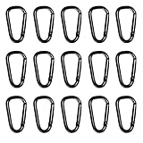 15 Stück Karabinerhaken Klein Schwarz, Mini Karabinerhaken, Karabiner Klein Leicht und Tragbar für Rucksäcke Gürtel Schlüsselketten und Outdoor Ausrüstung