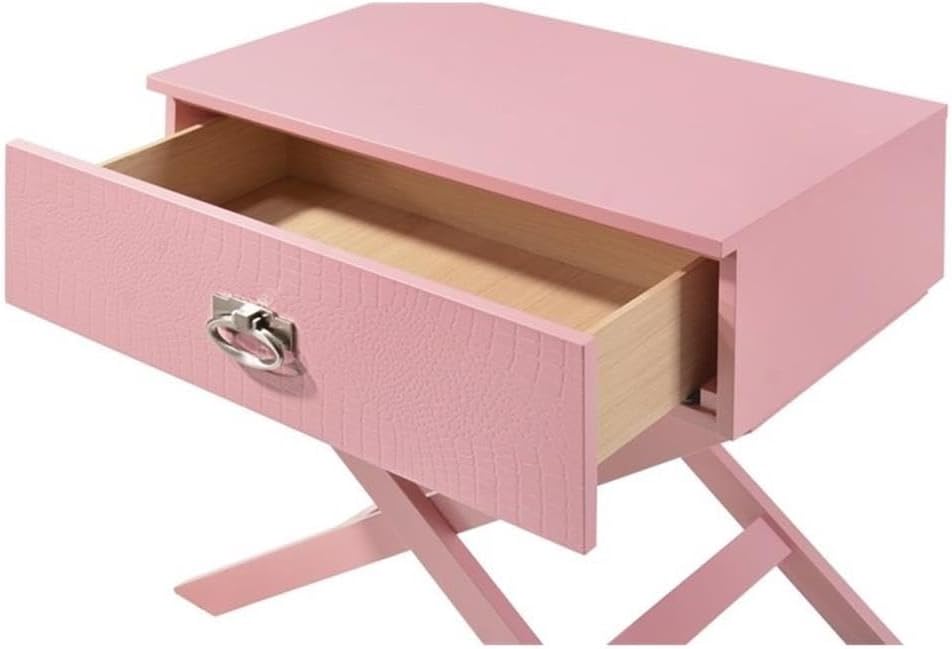 Glory Furniture Xavier Solid Wood 1-Drawer Nightstand in Pink