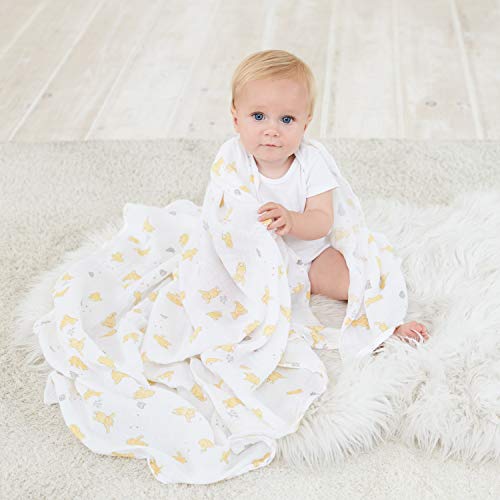 Image of aden + anais Disney Swaddle Blanket | Boutique Muslin Blankets for Girls & Boys | Baby Receiving Swaddles | Ideal Newborn & Infant Swaddling Set | Perfect Shower Gifts, 4 Pack, Winnie The Pooh