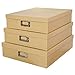 Kraft Paper Storage Boxes with Lids for Documents - Set of 3 Keepsake Boxes: Decorative Cardboard Photo Storage Containers, Memory Boxes for Keepsakes, Stackable Archival Storage Cartons by Soul&Lane