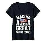 donna making america great since 2019 6 anni ragazzi ragazze maglietta con collo a v