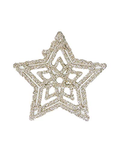 TBOP Christmas Silver Powder Creative Tree Decoration 6 pc in one Box-Star(10 * 10cm)