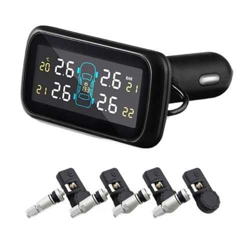 Sistema De Supervisión Presión Neumáticos TPMS For Coche, Cuatro Sensores Inalámbricos Externos, Herramienta Diagnóstico Monitor Monitorización Precisa En Tiempo Real(Built in)