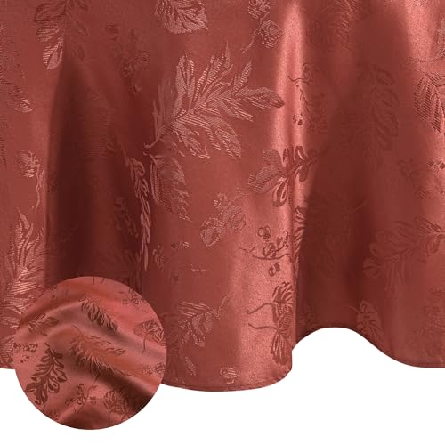 Elrene Home Fashions Elegante Mantel de Tela Jacquard de Damasco para otoño/Cosecha/Acción de Gracias, 60 Pulgadas x 84 Pulgadas, Ovalado, Color Rojo