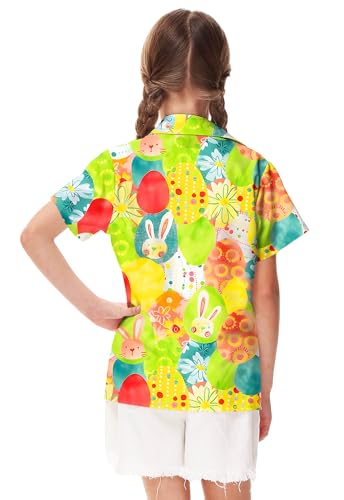 Image of Remimi Unisex Kids 4th of July Button Up Shirt Boys American Flag Print Hawaiian Beach Short Sleeve Tops 5-14 Years