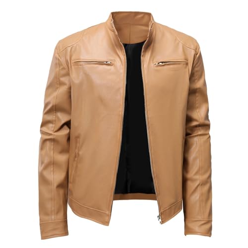Veste en cuir tendance pour homme - Pour l'été - Avec protection contre le vent et la pluie - Élégante veste de loisirs au design décontracté intemporel,...