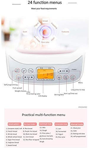 Automatische Brotbackmaschine Haushalt 24 Funktionen Menü 3 Backfarbe Brotmaschine Automatische Obsthefe Aufstrich… – Bild 3