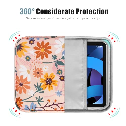 Image of TiMOVO 9-11 inch Tablet Sleeve Bag for iPad 11-inch A16 2025, iPad 10.9 inch /10.2 inch| Air 11 Inch /5th /4th Gen. 10.9 inch, Galaxy Tab A9+ /A11Plus 11 inch, Protective Bag with Pocket, Yellow Flower