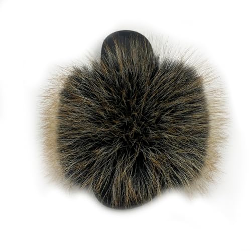 Image of Women's Faux Fur Slides Slippers Fluffy Fuzzy Sandals Open Toe Furry Slide Flip Flop Indoor Outdoor