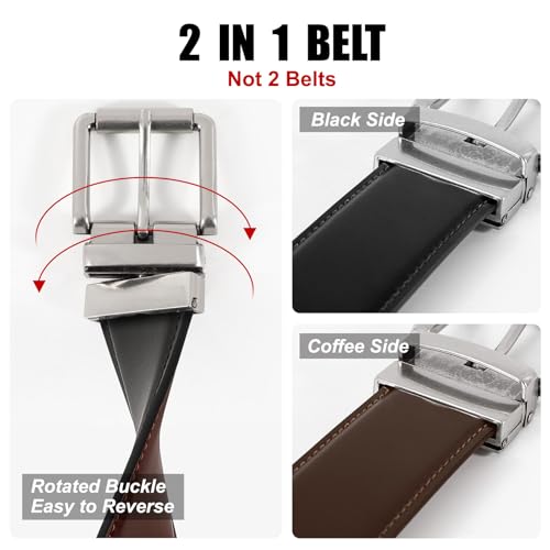 Men's Belt, Reversible Leather Belts for Men, One Belt, Two Styles for Dress and Casual Wear2