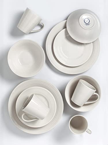Lorren Home Trends Stylish And Elegant 16 Piece Porcelain Dinnerware Set For Hosting Parties And Events - Set Of 4 (White Swirl) #TOP4