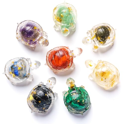 Figuras de tortuga de cristal jade 8 piezas decorativas