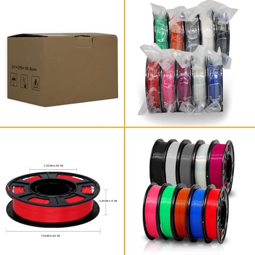 Image of RepRapper Rapid PLA Plus (PLA+) Filament Bundle 1.75 mm, Dimensional Accuracy + /- 0.02 mm, 10 Rolls of 0.25kg, (Black+White+Grey+Blue+Red+Green+Purple+Pink+Orange+Transparent)