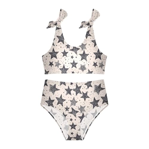 Wusikd Ink Stars Girls Swimsuits Two Piece Black Swimwear Bikini Set for for Girls Size 3T3