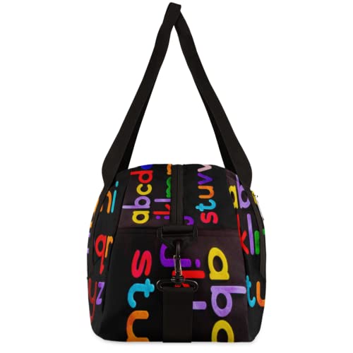 Bolsa esportiva infantil de 26 letras para meninos e meninas, perfeita para festas do pijama e bolsa