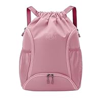 Mochila Feminina Esportiva Bolsa com Cordão Academia Viagem Drawstring Bag Sacola Esportiva (ROSA)