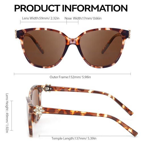 LVIOE Cat Eye Polarized Sunglasses for Women Trendy Classic Retro Shades with UV400 Protection for Driving Fishing LS12053