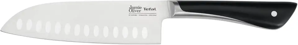 Tefal Jamie Oliver Santokumesser 16,5 cm, hohe Schneideleistung, unverwechselbares Design, widerstandsfähige und langlebige Klingen, Edelstahl, schwarz, K2671556