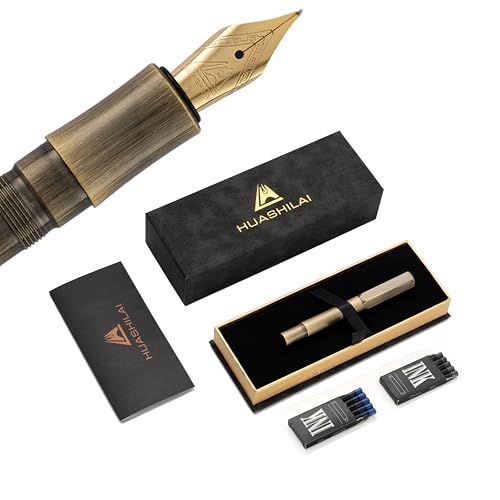 Solid Brass Fountain Pen Set, Antique Finish