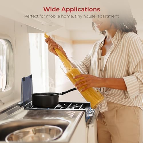 CAMPLUX 12 Inches RV Gas Cooktop and 22 Inches RV Range Hood Combo at