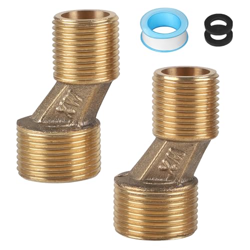 LALAGO 2 piezas Conexión en S G1/2 a G3/4, Prolongación de Grifo Alcance Ajustable 125-165mm, Adaptador para Grifería de Ducha Latón Macizo para Grifos Murales de pie de Garra Bañeras