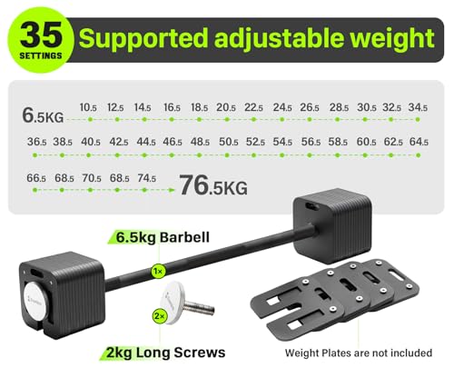Eisenlink Barbell Set - Adjustable Weight Knurled Barbell Set for Men and Women - 100cm 11kg Maximum Weight Capacity 107 KG for Exercise Strength Training Home Gym - Image 4