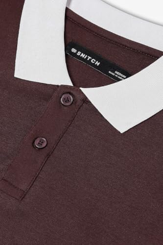 Image of SNITCH Men Polo Plus Size T-Shirt | Solid Polo with Contrast Inner Placket & Tipped Cuffs | 96% Cotton 4% Lycra Stretch Regular Fit, Casual Wear