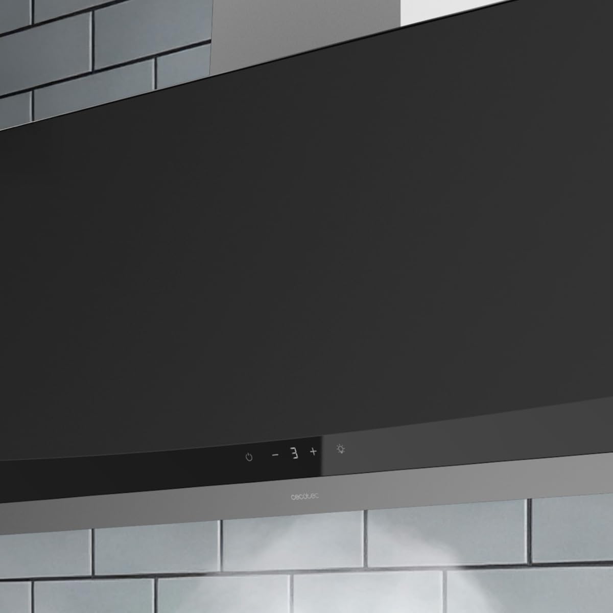Cecotec Cappa Aspirante 90cm Decorativa Bolero Flux DT 904400 Matt Black A+++. Aspirazione 416,5m³/h, 3 Velocità, Basso Consumo, Motore DC, Controllo del Movimento e Touch, Vetro Opaco, Corpo Inox