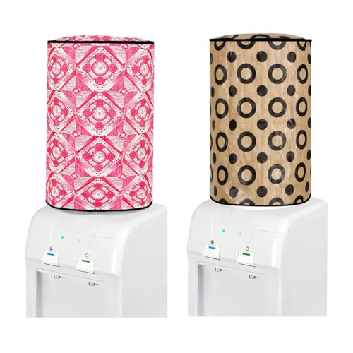 Image of Pack of 2 Pics. Polyvinyl Chloride Printed Waterproof and Oil-Proof Water Dispenser Bottle Cover, 20L, (Multicolour) 20 liter Water Bottel Cover -Pack of 2 Pics. (Pink and Brown)
