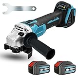 Akku Winkelschleifer Bürstenlos, Mit 5.5Ah Batterien & Ladegerät, Akku Winkelschleifer 125 mm, 7,000RPM Winkelschleifers Set mit Schneidrad, für Präzises Trennen und Schleifen