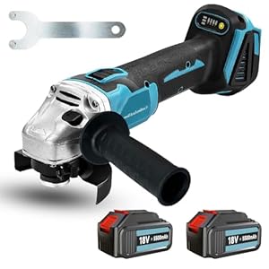 Akku Winkelschleifer Bürstenlos, Mit 5.5Ah Batterien & Ladegerät, Akku Winkelschleifer 125 mm, 7, 000RPM Winkelschleifers Set mit Schneidrad, für Präzises Trennen und Schleifen