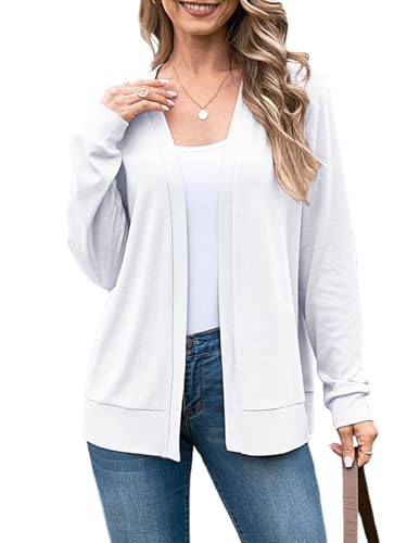 Yekaty White Cardigan Sweaters for Women Lightweight Cotton Cardgians Business Casual Jacket