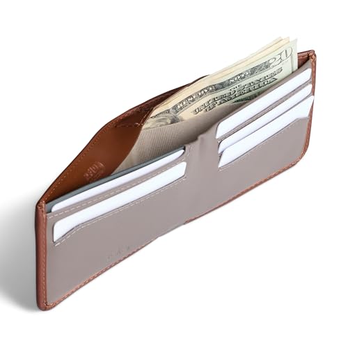 Image of Bellroy Hide & Seek Wallet (Slim Leather Bifold Design, RFID Protected, Holds 5-12 Cards, Coin Pouch, Flat Note Section, Hidden Pocket), Sienna, One Size, Minimalist