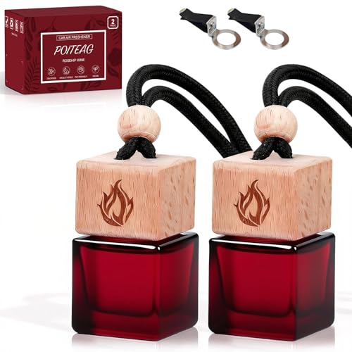 Image of Car Air Freshener Hanging 2 Pack, Rosehip Wine Scent Car Perfume, Long Lasting Automotive Essential Oil Diffuser, Cute Car Accessories for Women