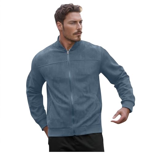 Veste en daim homme confortable col montant pour l'automne doux