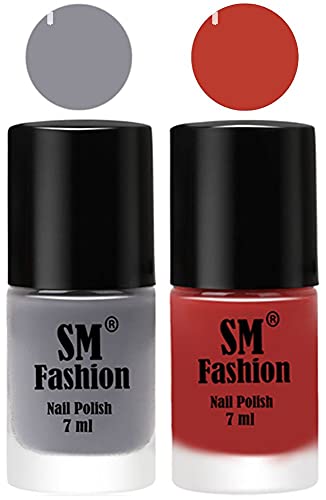 Image of Long Lasting Nail Polish | Nail Paint Combo 7 ml Each) - Set of 2 Gray-Dark Peach