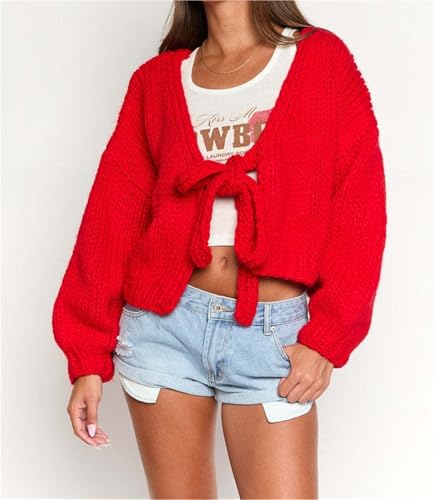 Knitted Cardigan Sweater 2025 Autumn Winter Long Sleeve Solid Lace Up Top Knitwear Female Outerwear Jacket4