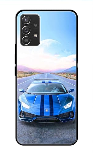 Image of Metal TPU Printed Back Cover for Samsung Galaxy A52 5G (Car with Moon View) 360 Degree Protection | Camera Protection -25092024(AR)