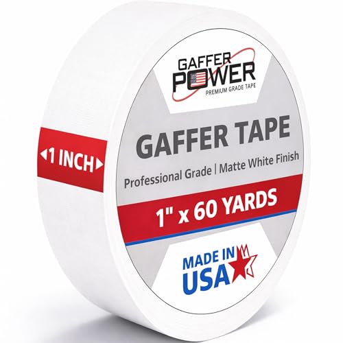 Image of Gaffer Power White Gaffer Tape 1 inch x 60 Yards - No Residue, Narrow Precision Tape, Made in USA, Matte Non-Reflective Cloth Tape for Labeling, Stage & Cable Management