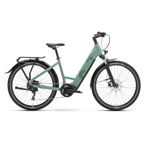 HEPHA E-Bike Trekking 7 Long Range, Tiefeinsteiger, Elektrofahrrad 708Wh Akku (bis zu 200KM), 80Nm Mittelmotor Pedelec, 10-Gang, APP, Unisex, 27,5 Zoll(Moos, M-46cm)