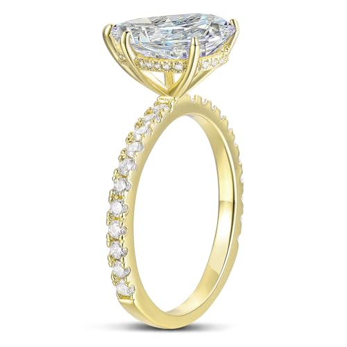 14K Gold 5-Prong 3.0 CT Pear Cut Moissanite Engagement Ring for Women Promise Rings3