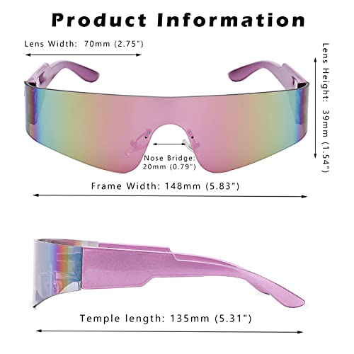 Image of COASION Wrap Around Sunglasses for Women Men Trendy Rimless Futuristic Shades Y2k Shield Flat Top Fashion Eyeglasses