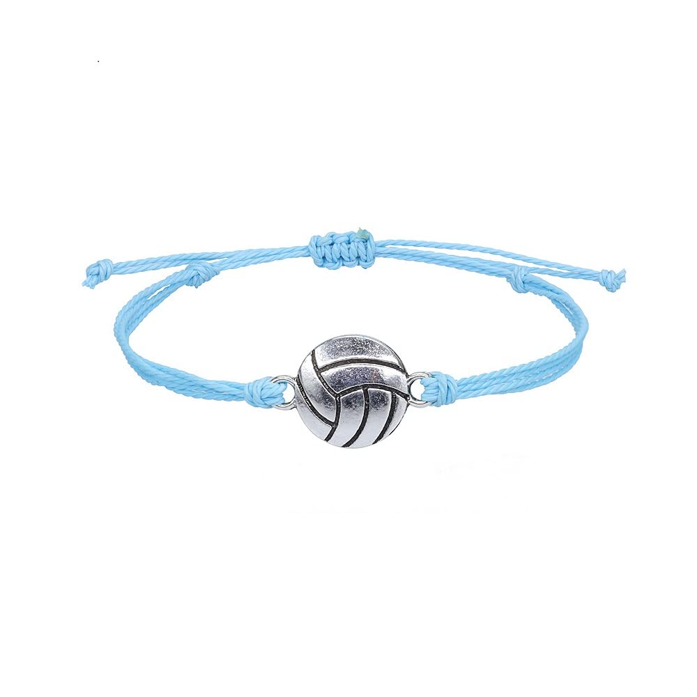 Yocoyee Football Volleyball Baseball Rugby Basketball Bracelet Waterproof Wax Thread Woven Adjustable Rope Bracelets for Women Men Sport Fans Jewelry