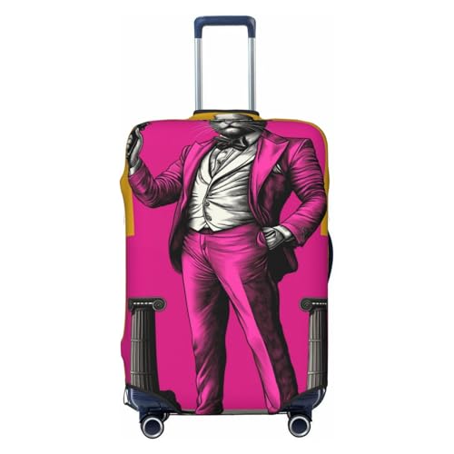 Funny Cat In Pink Elastic Travel Luggage Covers Dustproof Scratch-Resistant Suitcase Protector Fit 22-24 Inch