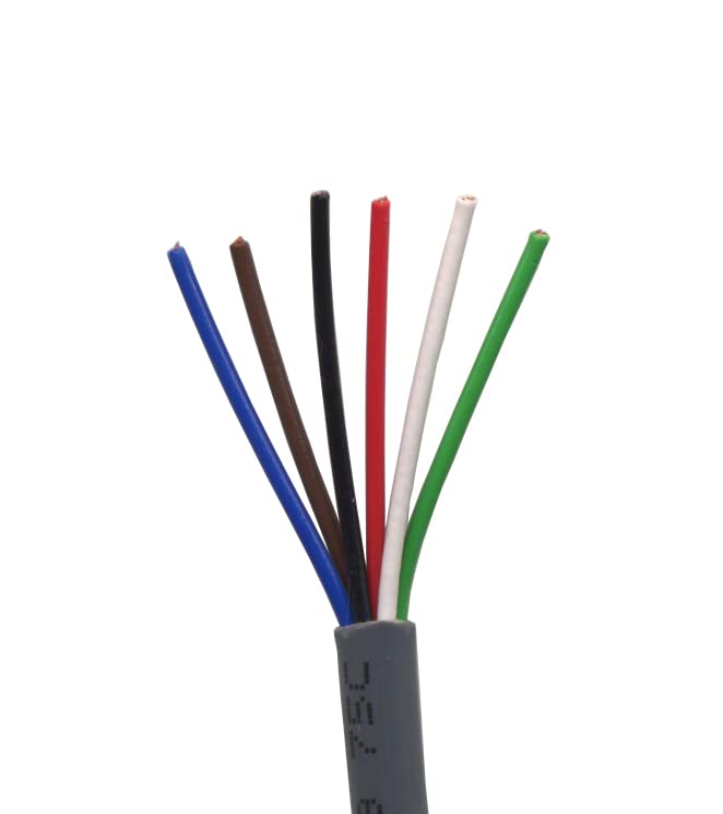 22ga Wires in a 6-Conductor, Stranded Cable with White PVC Jacket, Class 2 Approved for Low Voltage Applications (50 Foot Unshielded)