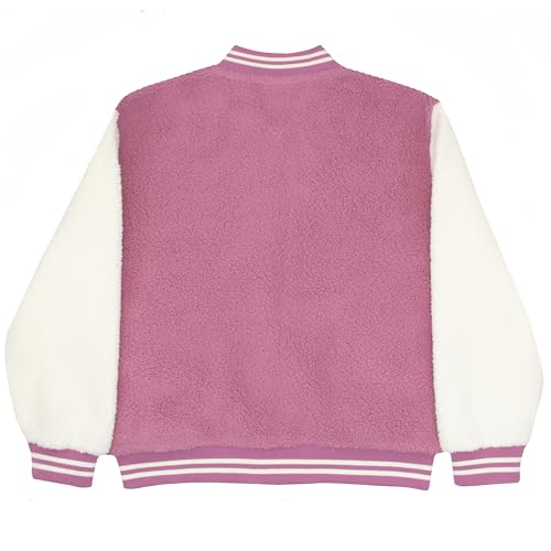 Disney Lilo & Stitch, Minnie Mouse Girls Fleece Varsity Jacket - Fuzzy Lightweight Zip-Up Bomber Jacket for Kids2